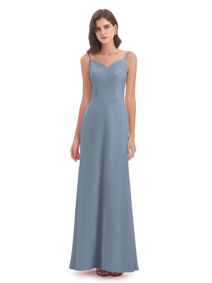 Tara Trumpet Spaghetti Straps Chiffon Long Bridesmaid Dresses