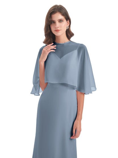 Tara Trumpet Spaghetti Straps Chiffon Long Bridesmaid Dresses