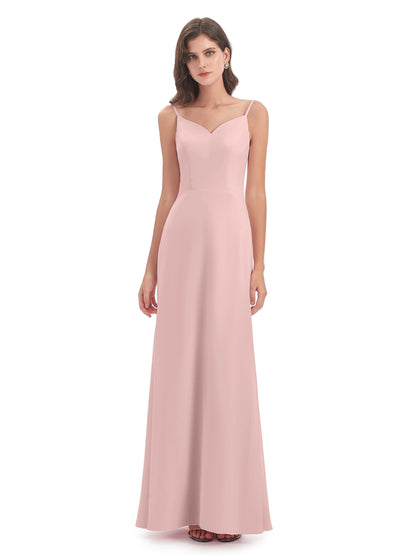 Tara Trumpet Spaghetti Straps Chiffon Long Bridesmaid Dresses