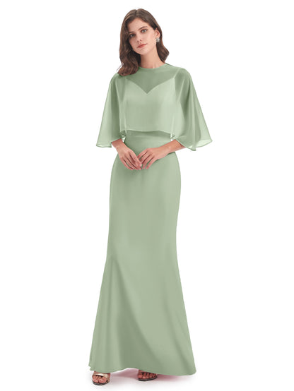Tara Trumpet Spaghetti Straps Chiffon Long Bridesmaid Dresses