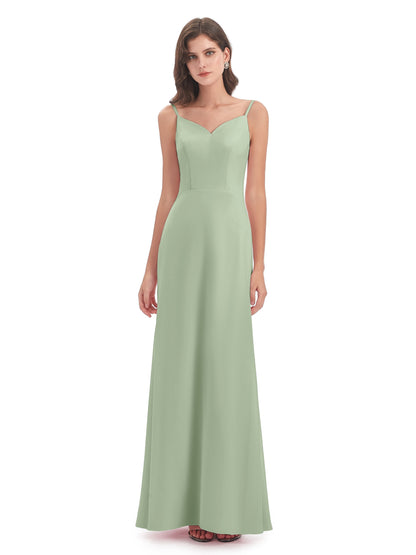 Tara Trumpet Spaghetti Straps Chiffon Long Bridesmaid Dresses