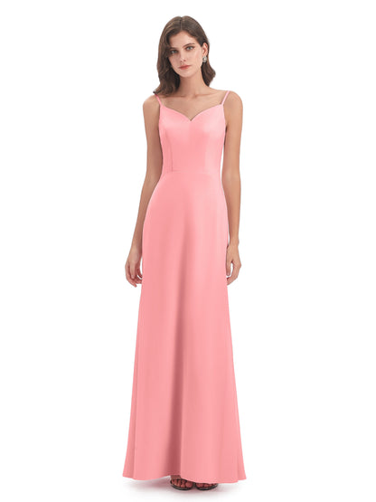 Tara Trumpet Spaghetti Straps Chiffon Long Bridesmaid Dresses