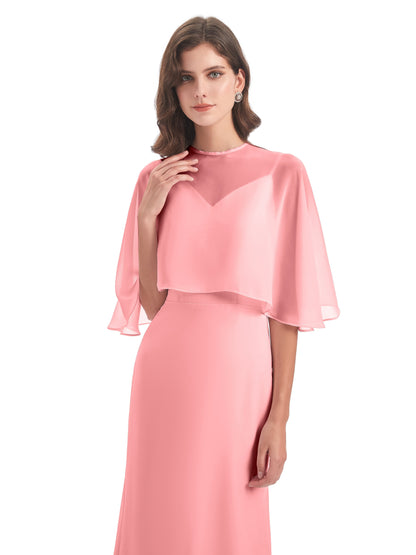 Tara Trumpet Spaghetti Straps Chiffon Long Bridesmaid Dresses