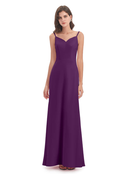Tara Trumpet Spaghetti Straps Chiffon Long Bridesmaid Dresses