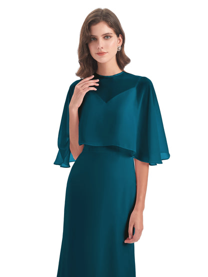 Tara Trumpet Spaghetti Straps Chiffon Long Bridesmaid Dresses