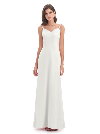 Tara Trumpet Spaghetti Straps Chiffon Long Bridesmaid Dresses