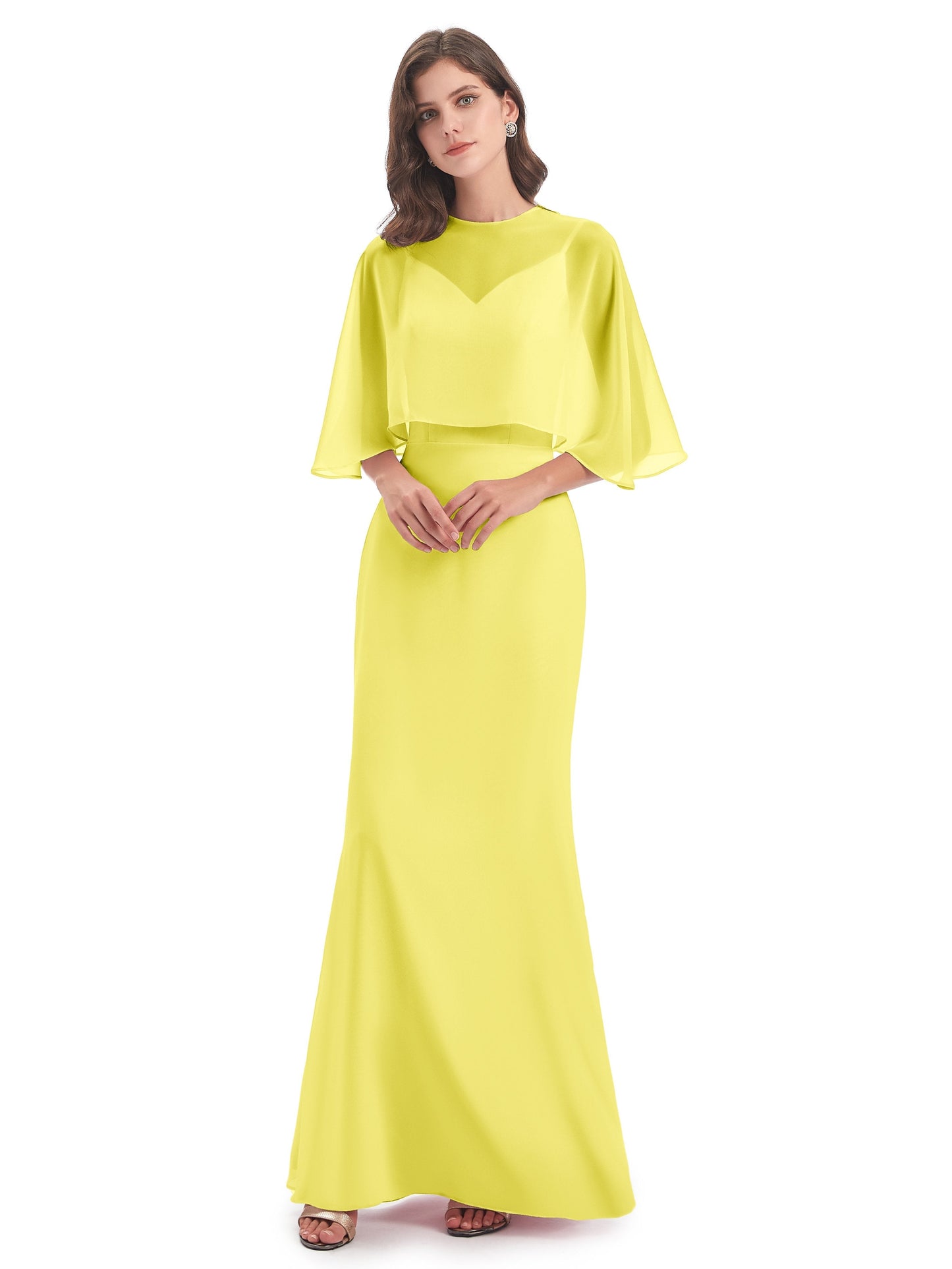 Tara Trumpet Spaghetti Straps Chiffon Long Bridesmaid Dresses