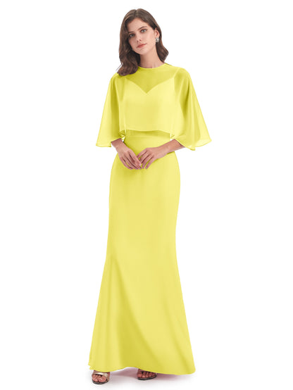 Tara Trumpet Spaghetti Straps Chiffon Long Bridesmaid Dresses