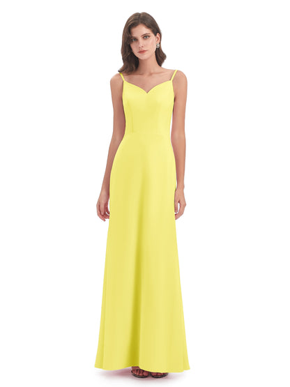 Tara Trumpet Spaghetti Straps Chiffon Long Bridesmaid Dresses