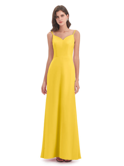 Tara Trumpet Spaghetti Straps Chiffon Long Bridesmaid Dresses
