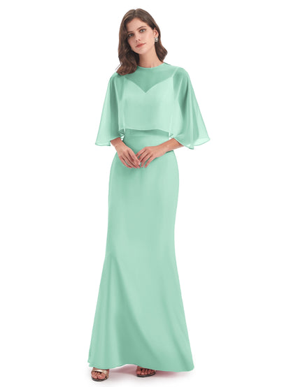 Tara Trumpet Spaghetti Straps Chiffon Long Bridesmaid Dresses