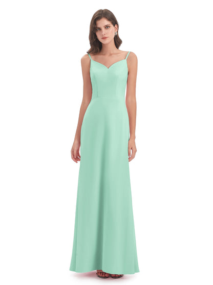 Tara Trumpet Spaghetti Straps Chiffon Long Bridesmaid Dresses