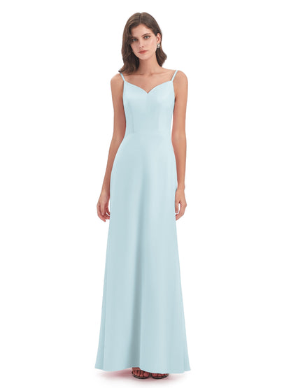 Tara Trumpet Spaghetti Straps Chiffon Long Bridesmaid Dresses