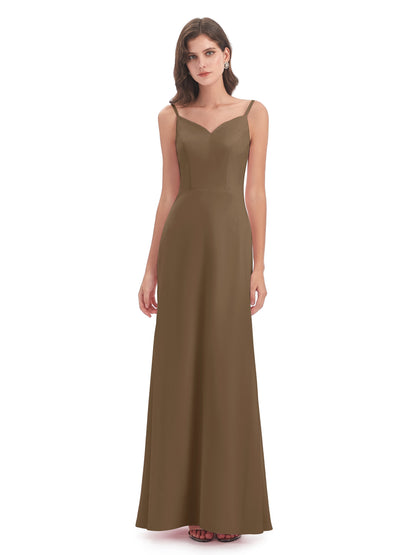 Tara Trumpet Spaghetti Straps Chiffon Long Bridesmaid Dresses