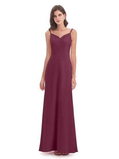 Tara Trumpet Spaghetti Straps Chiffon Long Bridesmaid Dresses