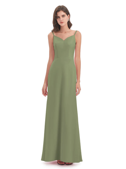 Tara Trumpet Spaghetti Straps Chiffon Long Bridesmaid Dresses