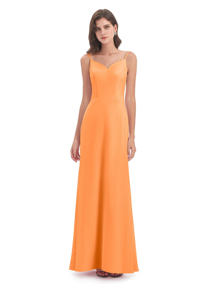 Tara Trumpet Spaghetti Straps Chiffon Long Bridesmaid Dresses