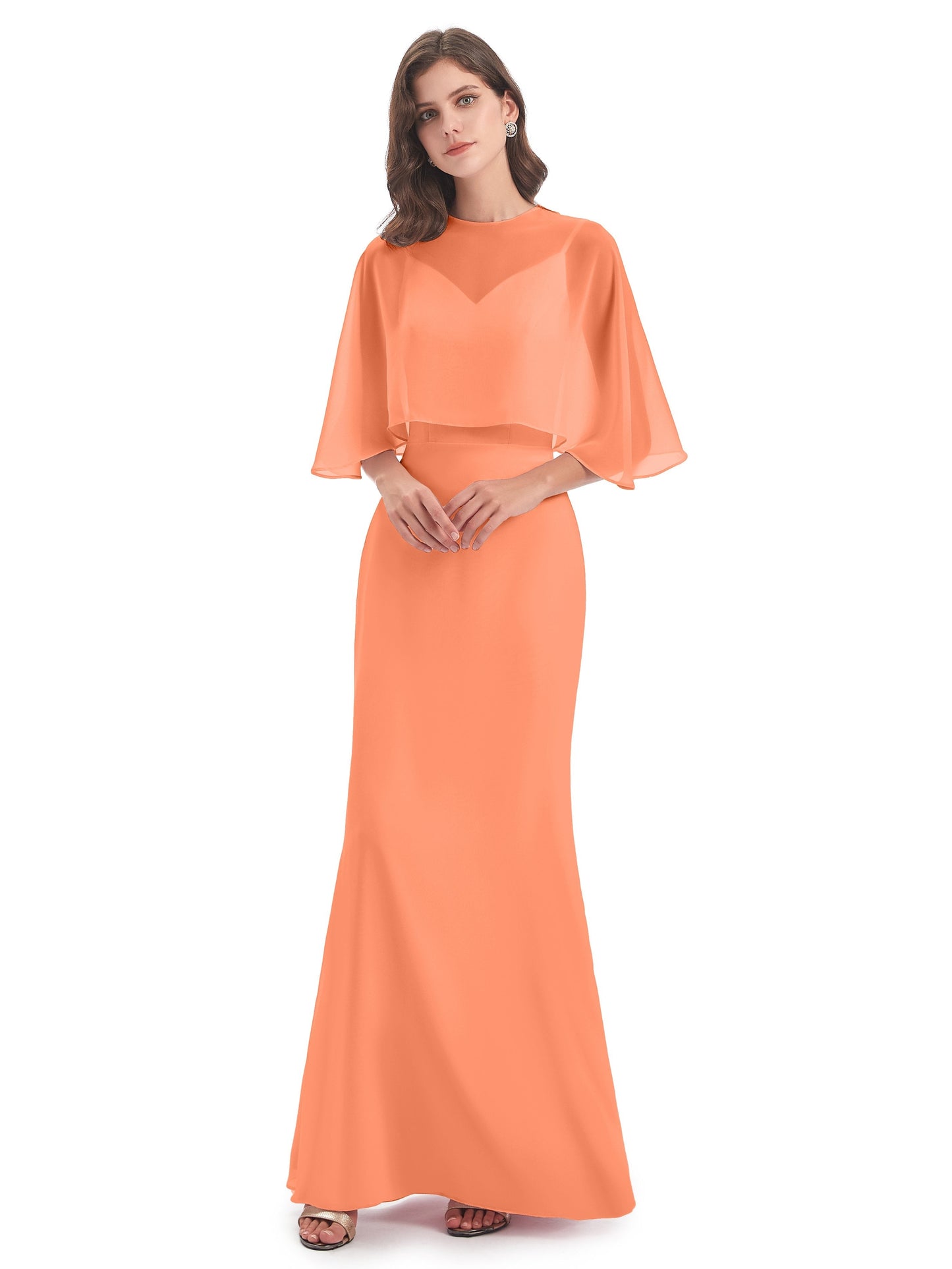 Tara Trumpet Spaghetti Straps Chiffon Long Bridesmaid Dresses