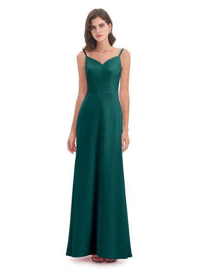 Tara Trumpet Spaghetti Straps Chiffon Long Bridesmaid Dresses