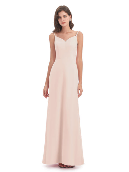 Tara Trumpet Spaghetti Straps Chiffon Long Bridesmaid Dresses
