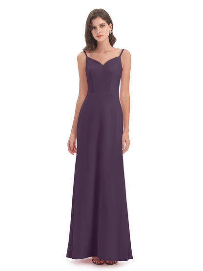 Tara Trumpet Spaghetti Straps Chiffon Long Bridesmaid Dresses