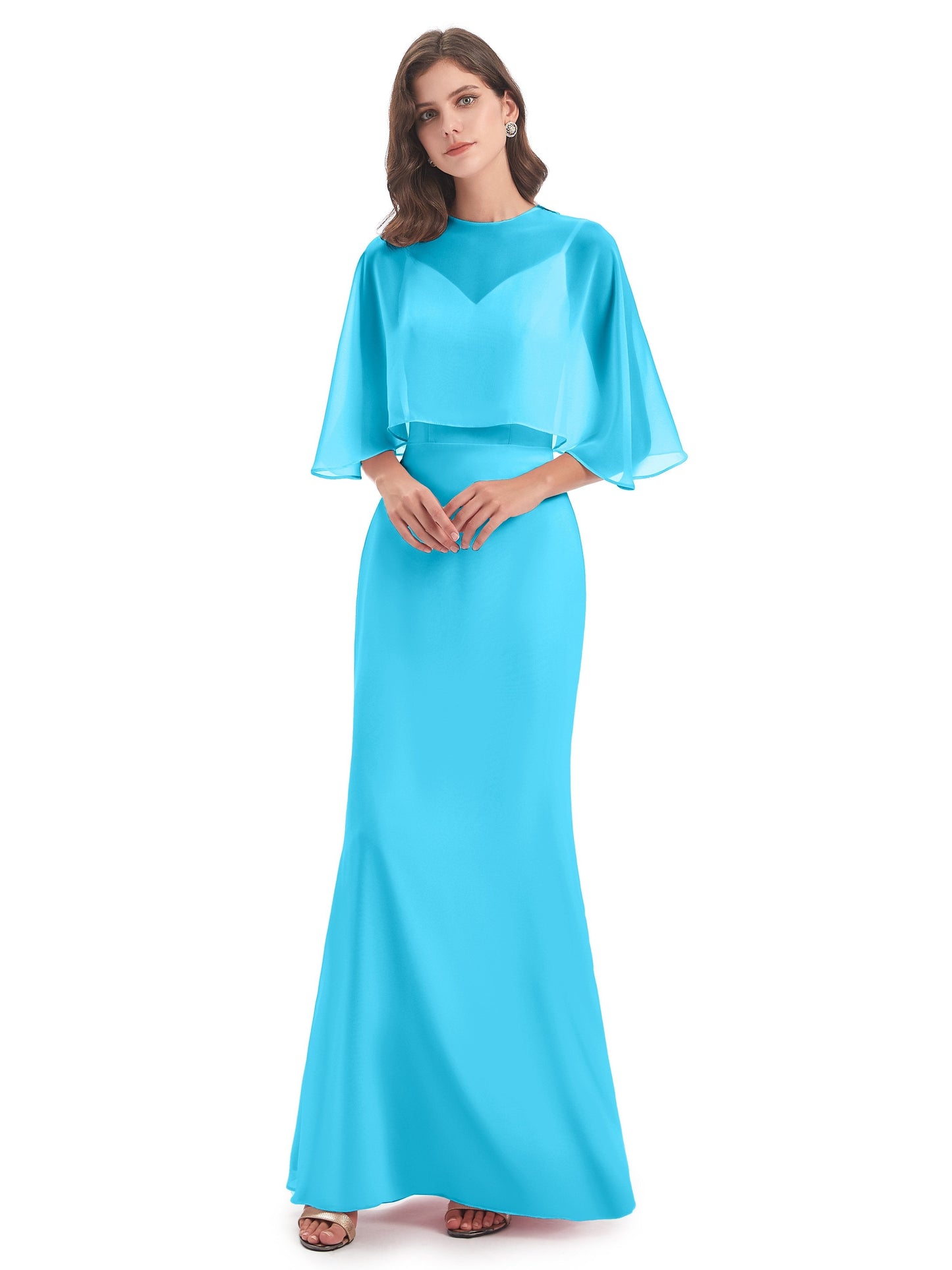 Tara Trumpet Spaghetti Straps Chiffon Long Bridesmaid Dresses