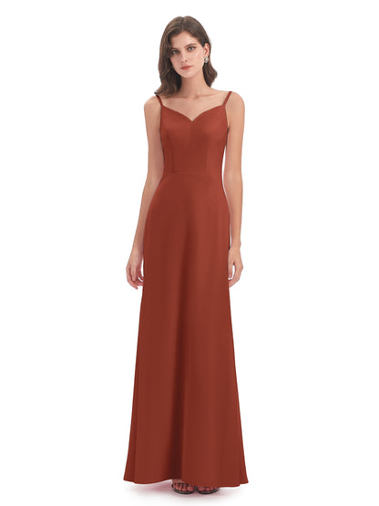 Tara Trumpet Spaghetti Straps Chiffon Long Bridesmaid Dresses
