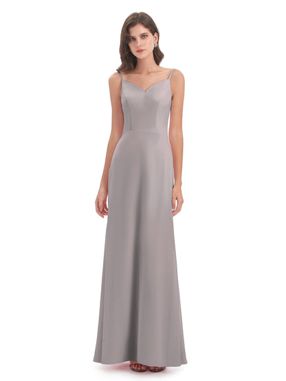 Tara Trumpet Spaghetti Straps Chiffon Long Bridesmaid Dresses