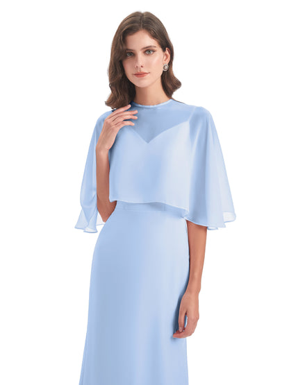 Tara Trumpet Spaghetti Straps Chiffon Long Bridesmaid Dresses