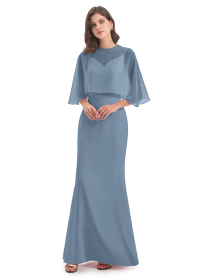 Tara Trumpet Spaghetti Straps Chiffon Long Bridesmaid Dresses