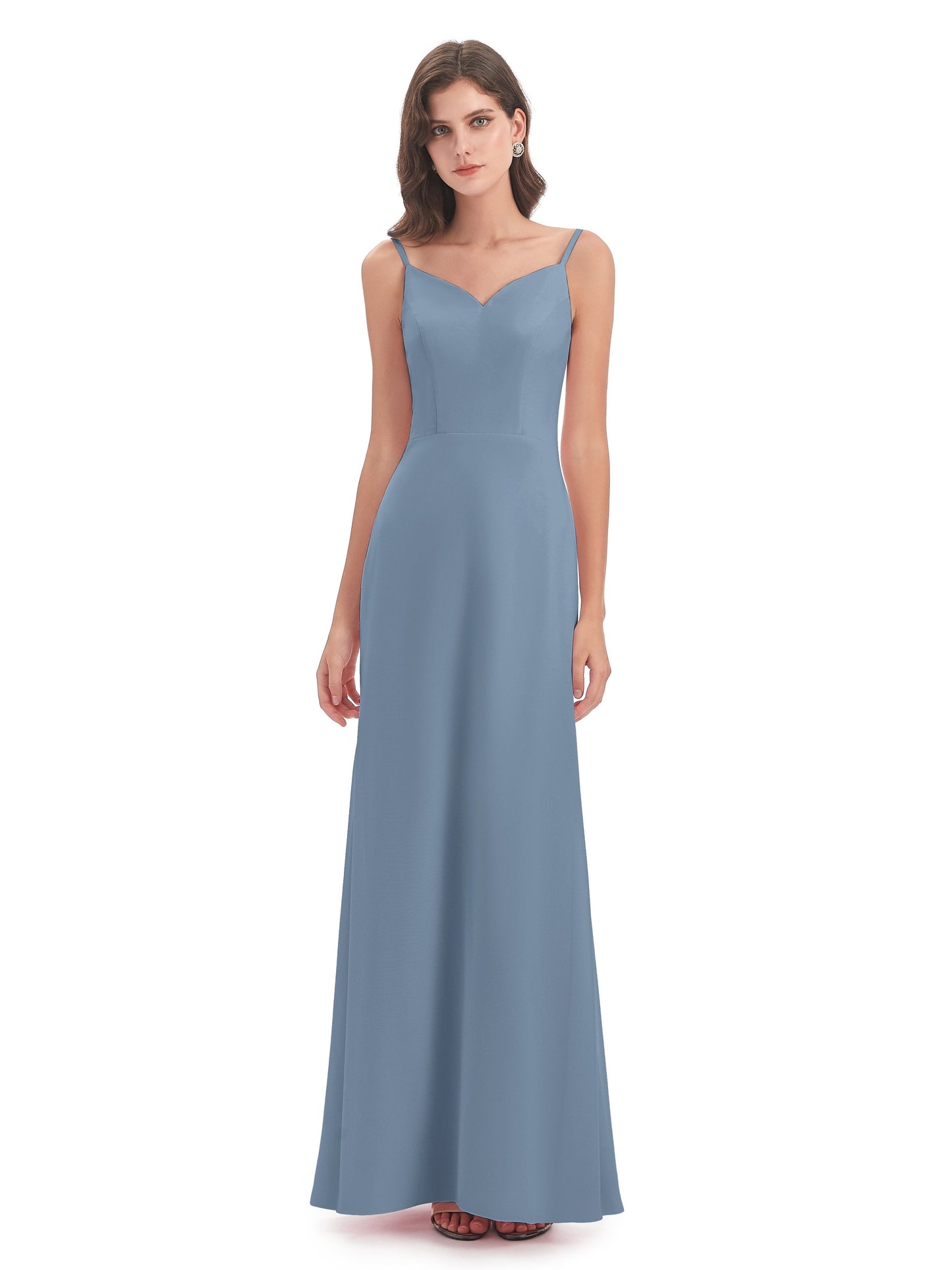 Tara Trumpet Spaghetti Straps Chiffon Long Bridesmaid Dresses