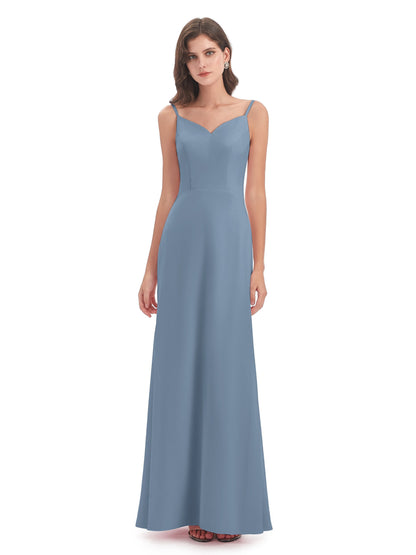Tara Trumpet Spaghetti Straps Chiffon Long Bridesmaid Dresses