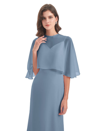 Tara Trumpet Spaghetti Straps Chiffon Long Bridesmaid Dresses