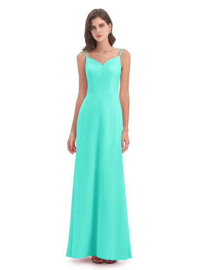 Tara Trumpet Spaghetti Straps Chiffon Long Bridesmaid Dresses