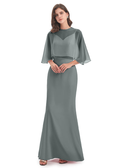 Tara Trumpet Spaghetti Straps Chiffon Long Bridesmaid Dresses