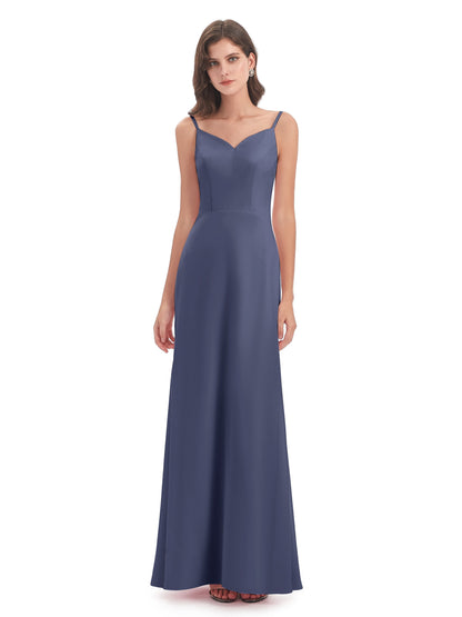 Tara Trumpet Spaghetti Straps Chiffon Long Bridesmaid Dresses