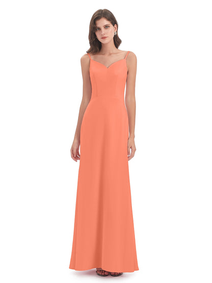 Tara Trumpet Spaghetti Straps Chiffon Long Bridesmaid Dresses