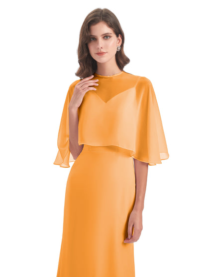 Tara Trumpet Spaghetti Straps Chiffon Long Bridesmaid Dresses