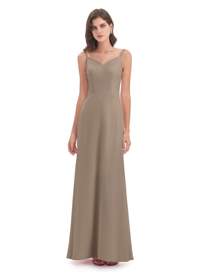 Tara Trumpet Spaghetti Straps Chiffon Long Bridesmaid Dresses