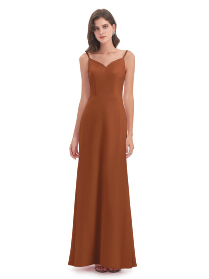 Tara Trumpet Spaghetti Straps Chiffon Long Bridesmaid Dresses