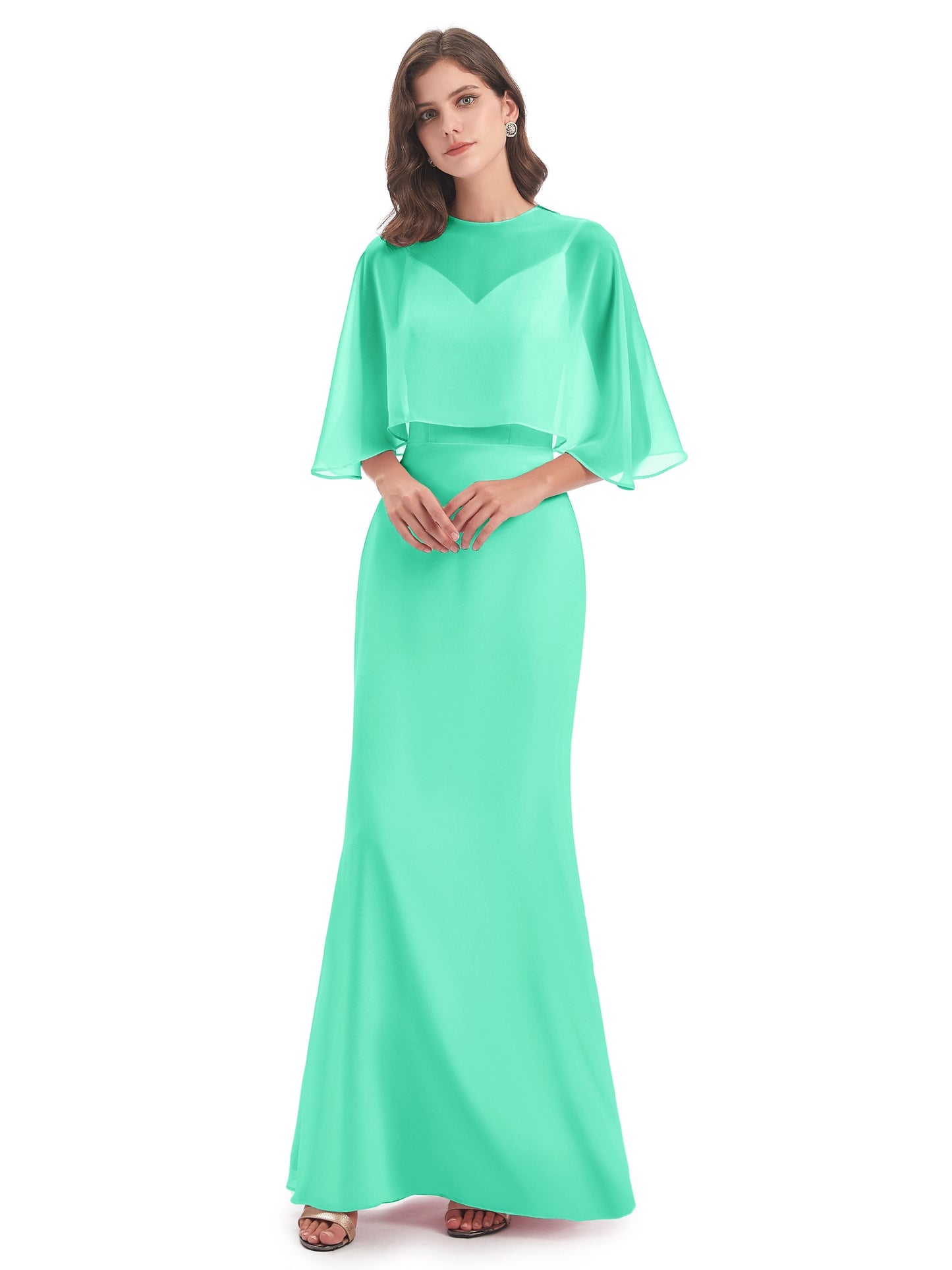 Tara Trumpet Spaghetti Straps Chiffon Long Bridesmaid Dresses