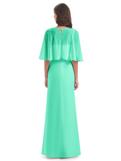 Tara Trumpet Spaghetti Straps Chiffon Long Bridesmaid Dresses