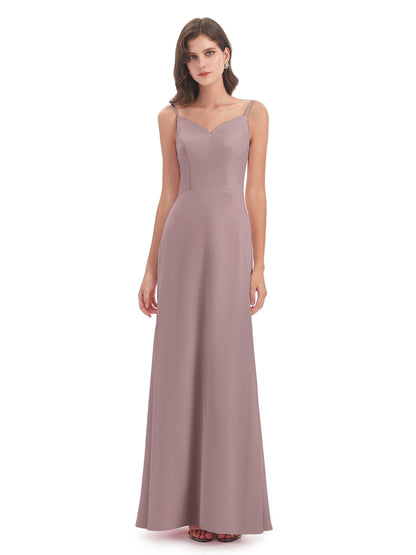 Tara Trumpet Spaghetti Straps Chiffon Long Bridesmaid Dresses