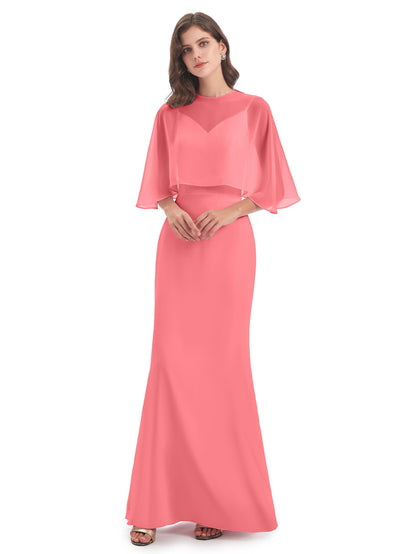 Tara Trumpet Spaghetti Straps Chiffon Long Bridesmaid Dresses