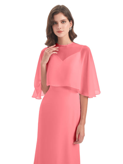 Tara Trumpet Spaghetti Straps Chiffon Long Bridesmaid Dresses