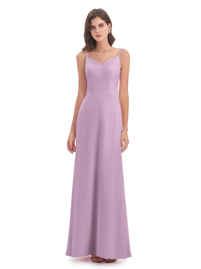 Tara Trumpet Spaghetti Straps Chiffon Long Bridesmaid Dresses