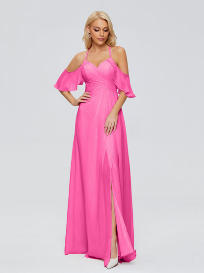 Taylor Off The Shoulder Split Chiffon Bridesmaid Dresses
