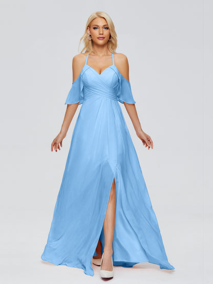 Taylor Off The Shoulder Split Chiffon Bridesmaid Dresses