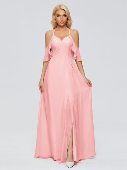 Taylor Off The Shoulder Split Chiffon Bridesmaid Dresses