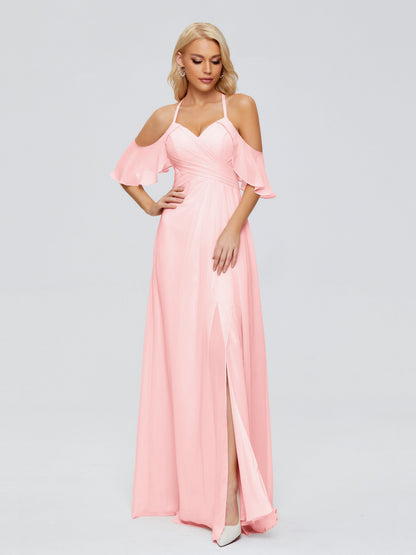 Taylor Off The Shoulder Split Chiffon Bridesmaid Dresses